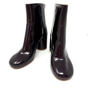 MAISON MARTIN MARGIELA, burgundy high gloss leather booties, Italy, 39.5, NWT